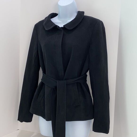 Theory Black Button Up Belted Jacket Blazer 
Size L - Picture 5 of 11